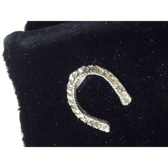 Vintage Black Velour Lucky Horseshoe Clutch Evening Pag Purse - Picture 3 of 9